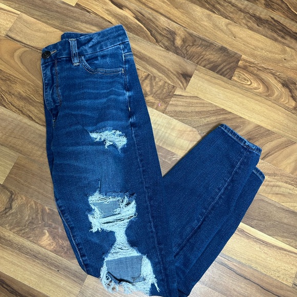 American Eagle Women's Distressed Blue Jeans 0 XSHORT - Picture 2 of 5
